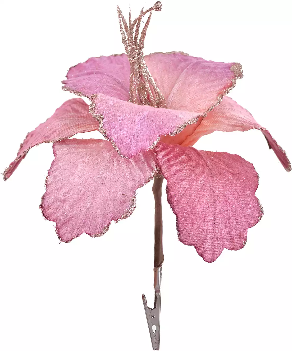 Пуансеттия на прищепке 17 см розовый 058D-3345D