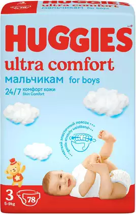 Подгузники Huggies Ultra Comfort 3 (5-9кг) 78 шт