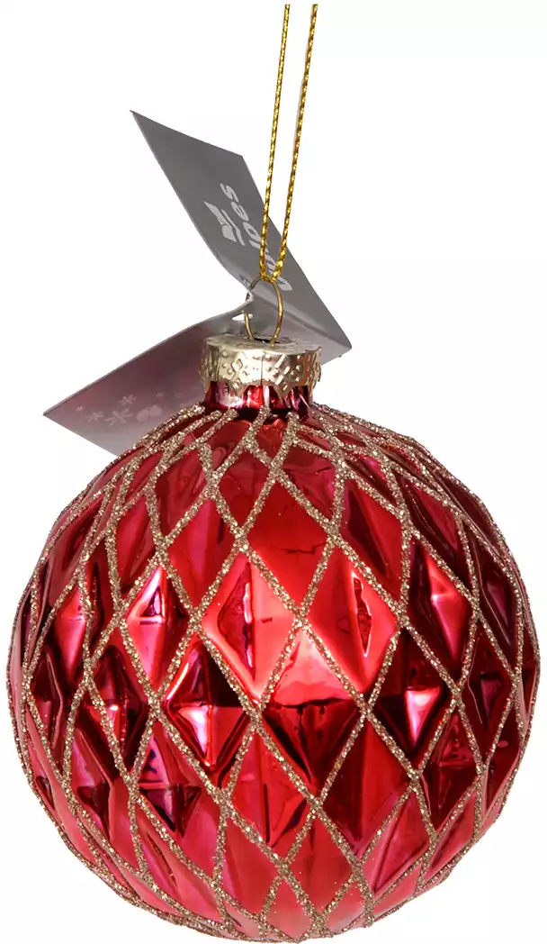Новогодний шар 8 см стекло красный Rf62