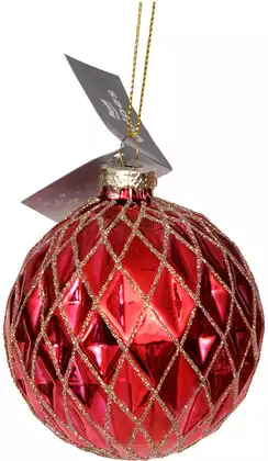 Новогодний шар 8 см стекло красный Rf62