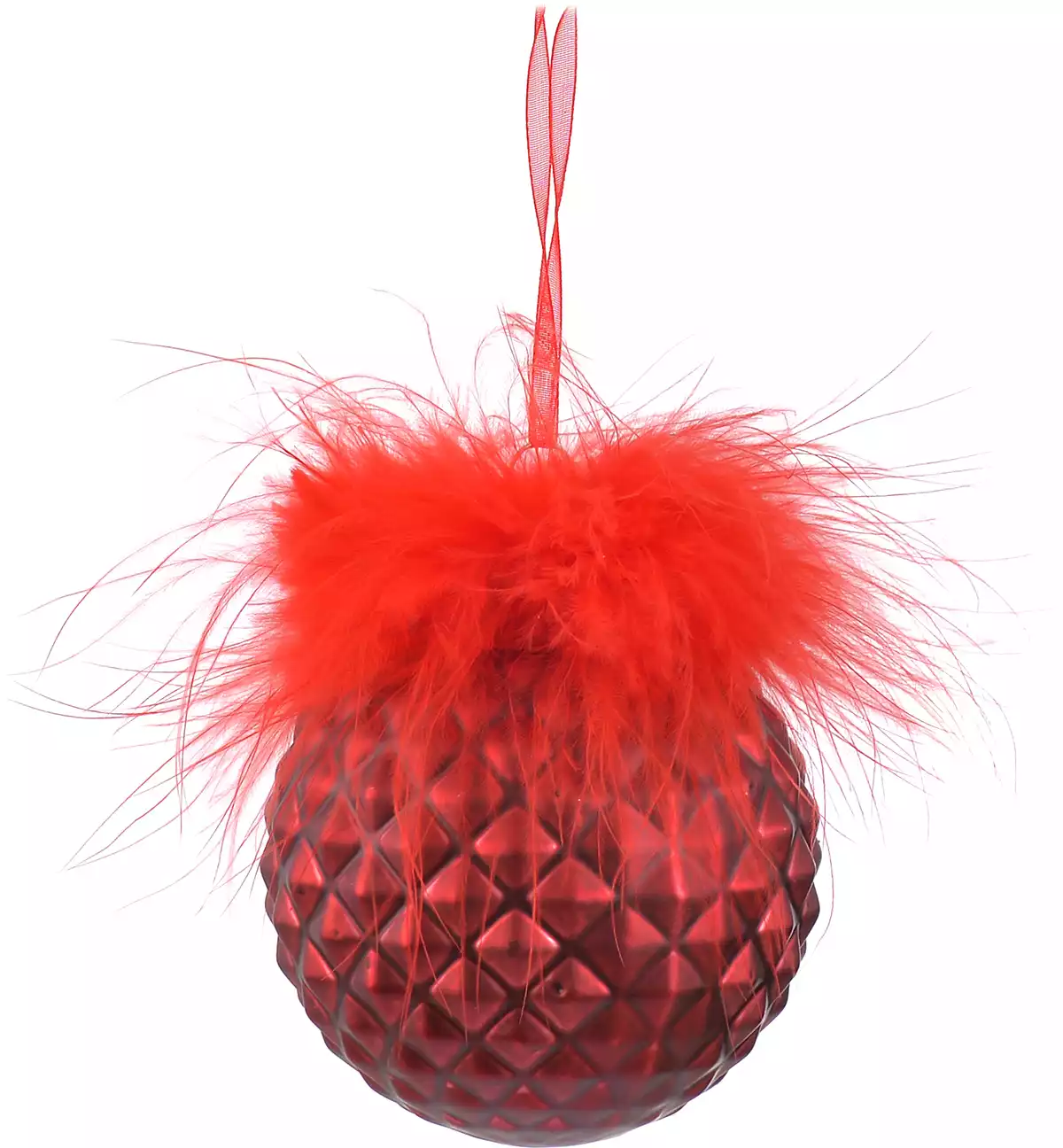 Новогодний шар 8 см стекло перья Rf70