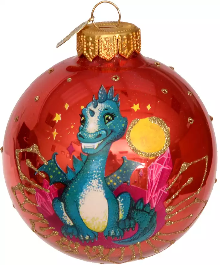 Шар Дракон и луна 2, (Символ года), 80 мм., в подарочной упаковке