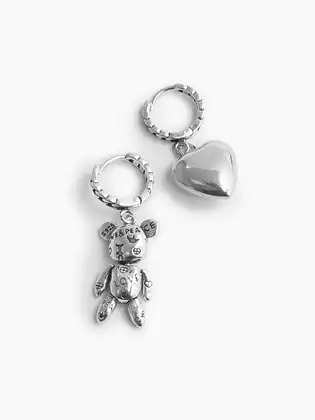 Серьги асимметричные медведи 058D-3879D