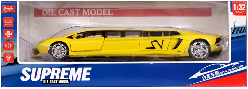 Мод. маш. 1:32 Лимузин Lamborghini 23см свет, звук, инерция Красный WB 6601
