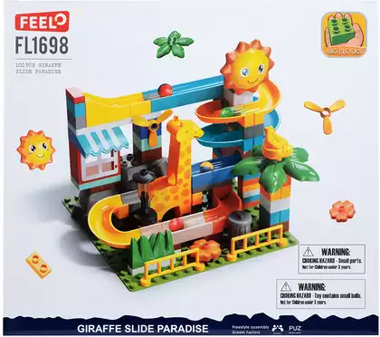 Конструктор блочный Горка с жирафом FL1698/FL1198 100 дет.