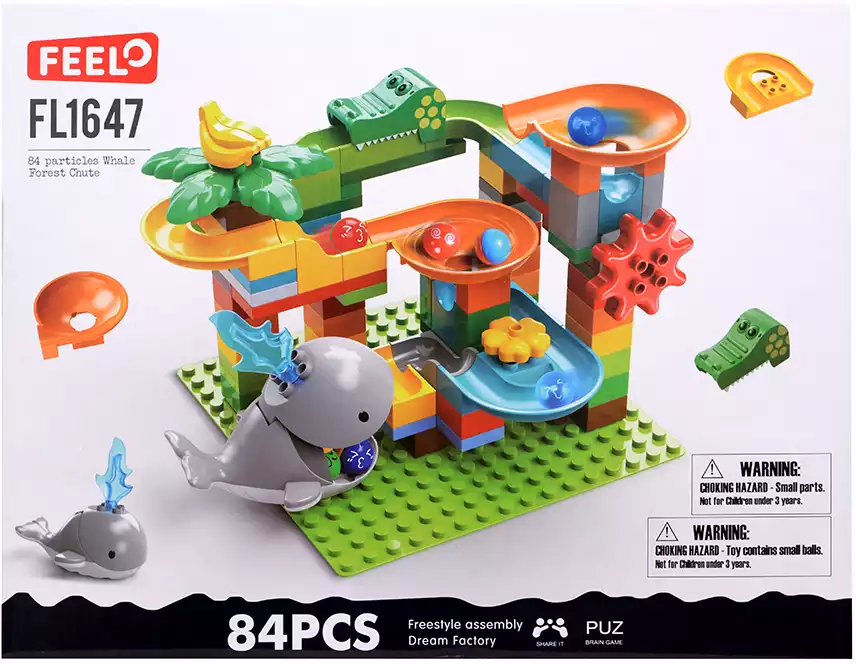 Конструктор блочный Горка маленькая с китом FL1647 84 дет.