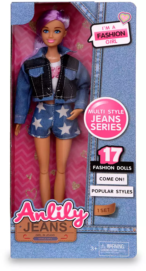 Кукла 98037C в джинсовке и шортах