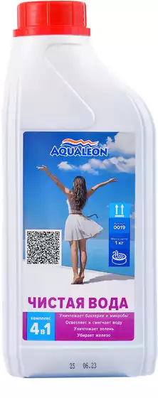 Дезинфицирующее комплексное средство Чистая Вода 4 в 1 Aqualeon 1 л