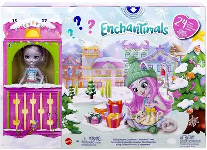 Игровой набор Enchantimals HHC21 Адвент календарь с куклой Сибилл Снежный барс и аксессуарами