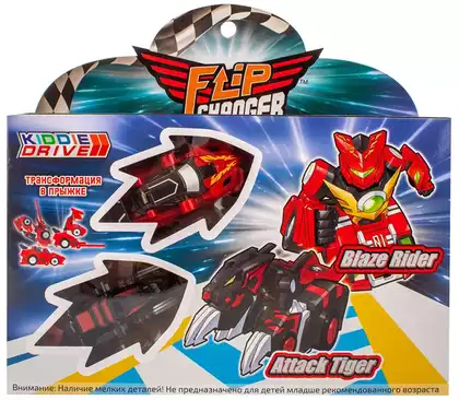 Игровой набор для детей Машинки-трансформеры Flip Changer Blaze Rider и Attack Tiger 106009