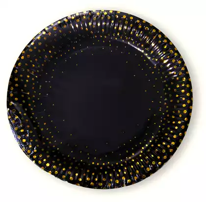 Набор тарелок черный с золотом (23 см) 6 шт