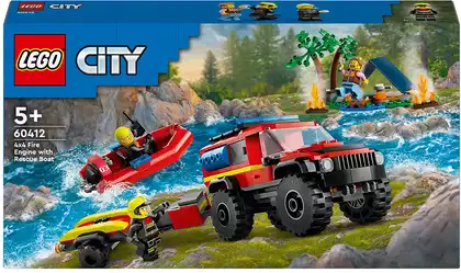 Конструктор Пожарная машина 4x4 со спасательной лодкой 60412 301 дет. LEGO City