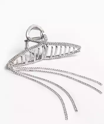 Зажим для волос Крабик с подвесами 11 см серебро, стразы 058D-4761D KEANU