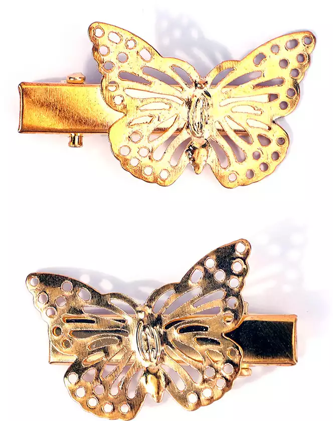 Набор зажимов 2 шт 3 см бабочки золото 058D-4919D