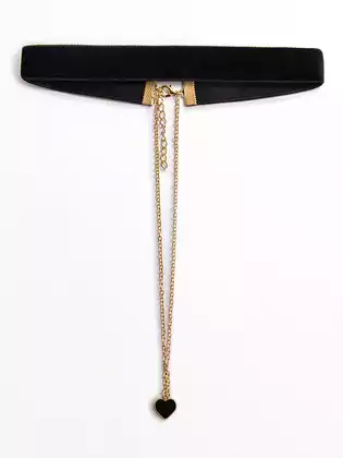 Бусы чокер сердце черное 058D-5072D KEANU