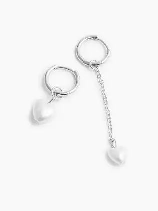 Серьги 058D-5058D серебро, кольцо белый жемчуг KEANU