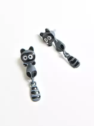 Серьги гвоздики 1 пара еноты 058D-5005D Vulpes