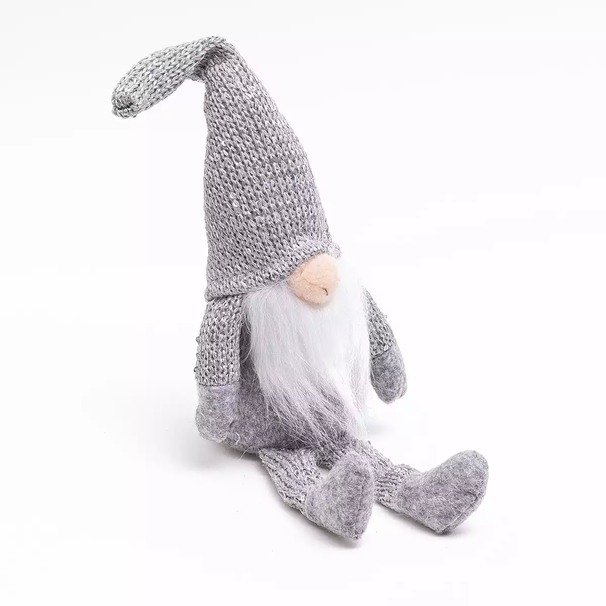 Новогодняя фигурка гномик 34 см серый 058D-5304D