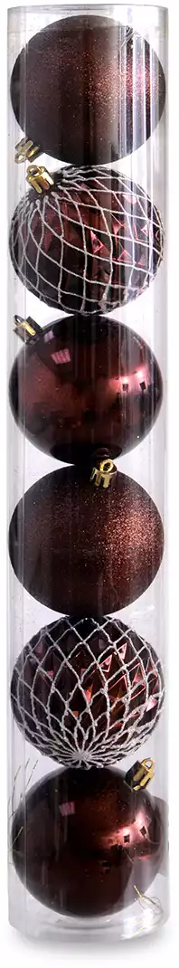 Набор шаров 8 см 6 шт кофе 058D-5412D