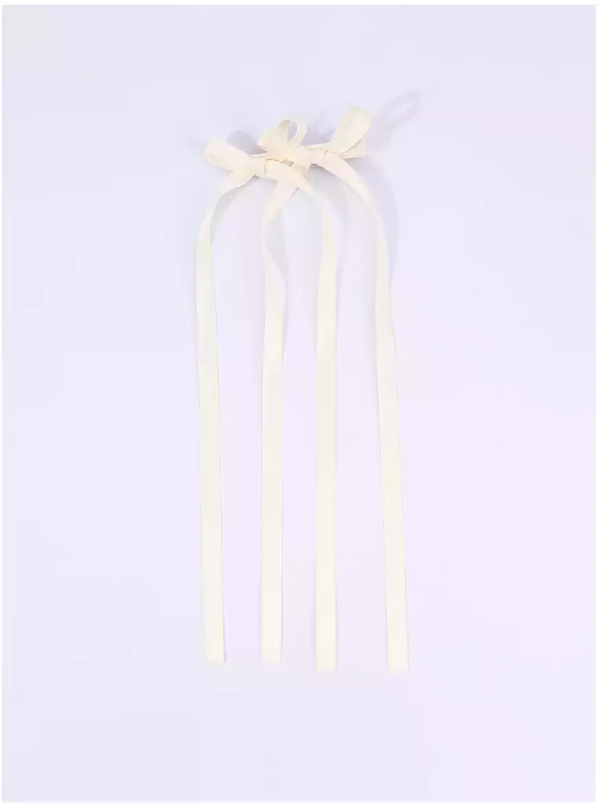 Бант атласный 1 шт двойной на заколке беж 058D-4890D