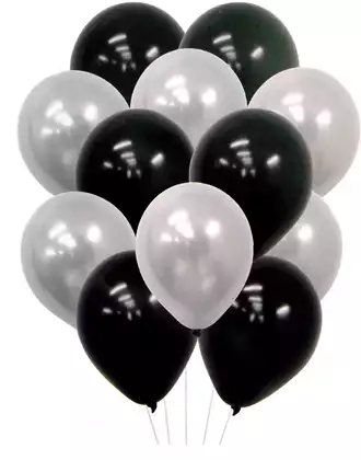 Наб. возд. шар. PM RJ-74 шар серебро-6шт; шар черный-6шт; лента