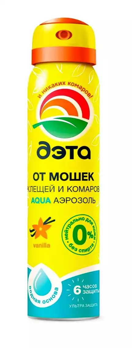 ДЭТА АКВА (AQUA) аэрозоль от мошек, клещей и комаров 100 мл