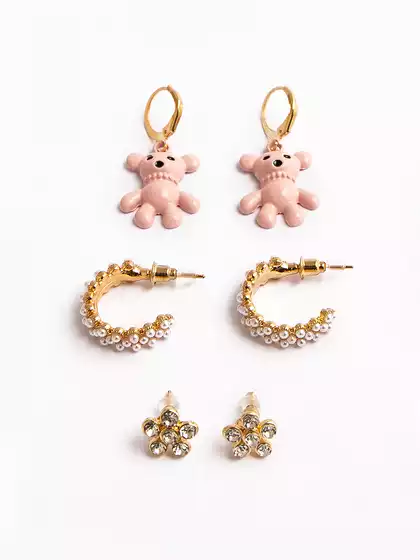 Серьги в наборе 3 пары мишки KEANU 058D-5006D