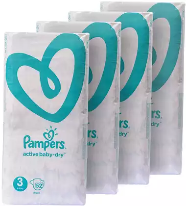 Подгузники PAMPERS Active Baby-Dry 6-10 кг, Мега супер упаковка, 208 шт.