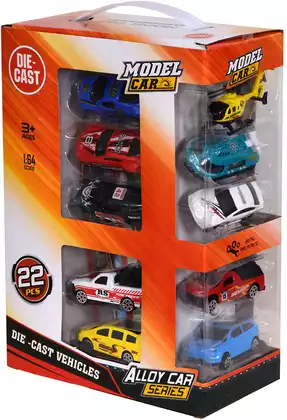 Мод. Маш. 1:64 Набор из 15-ти металлических машинок с картой и аксессуарами 7см 43665