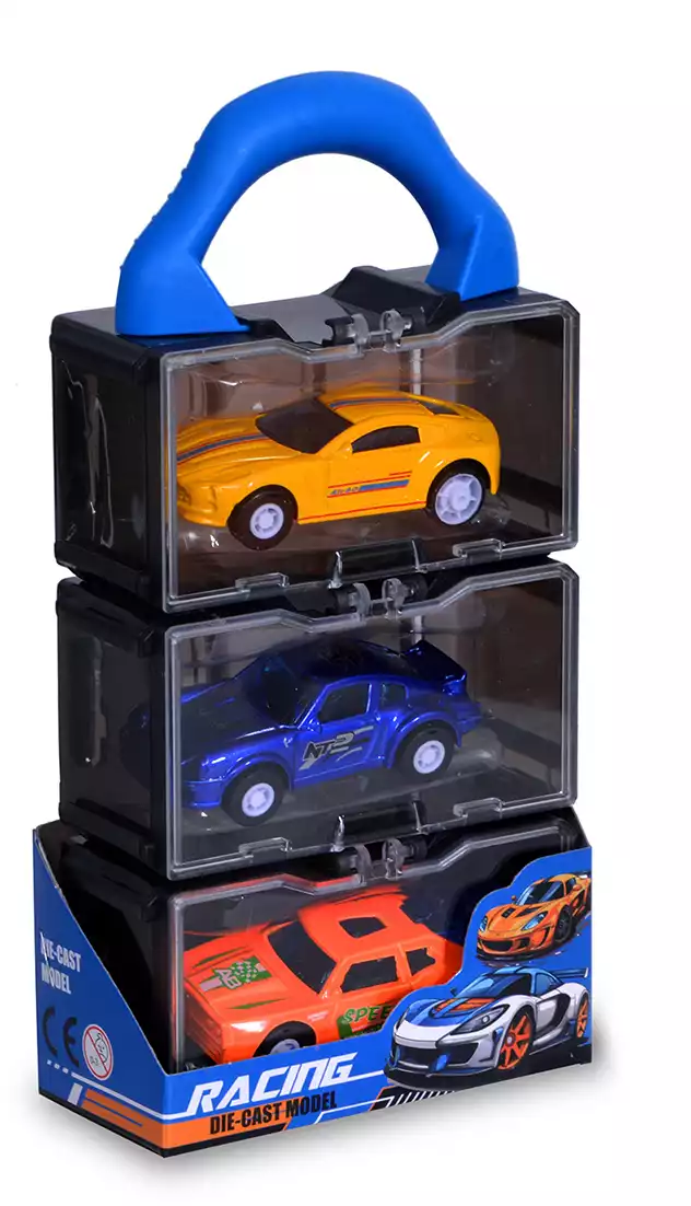 Мод. Маш. 1:60 Набор из 3-х металлических машин в кейсе 7,5см 86976