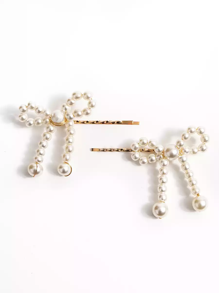 Невидимка 2 шт бантики жемчуг 058D-6184D Vulpes