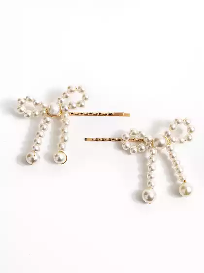 Невидимка 2 шт бантики жемчуг 058D-6184D Vulpes