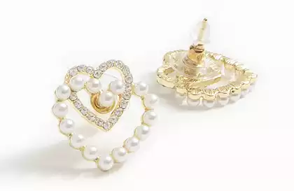 Серьги 1 пара сердце жемчуг 058D-6197D KEANU