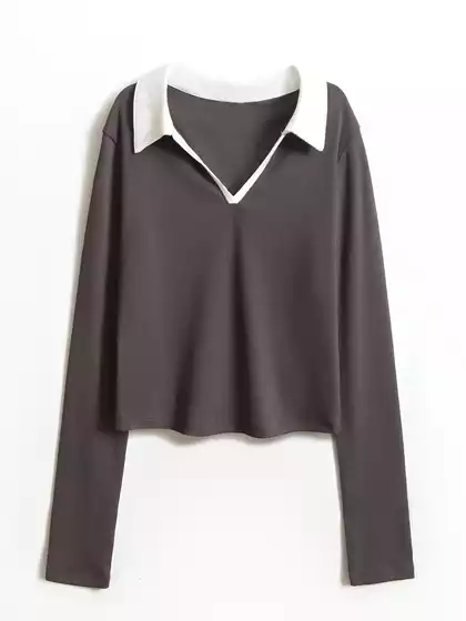 Лонгслив поло с V-образным вырезом KEANU