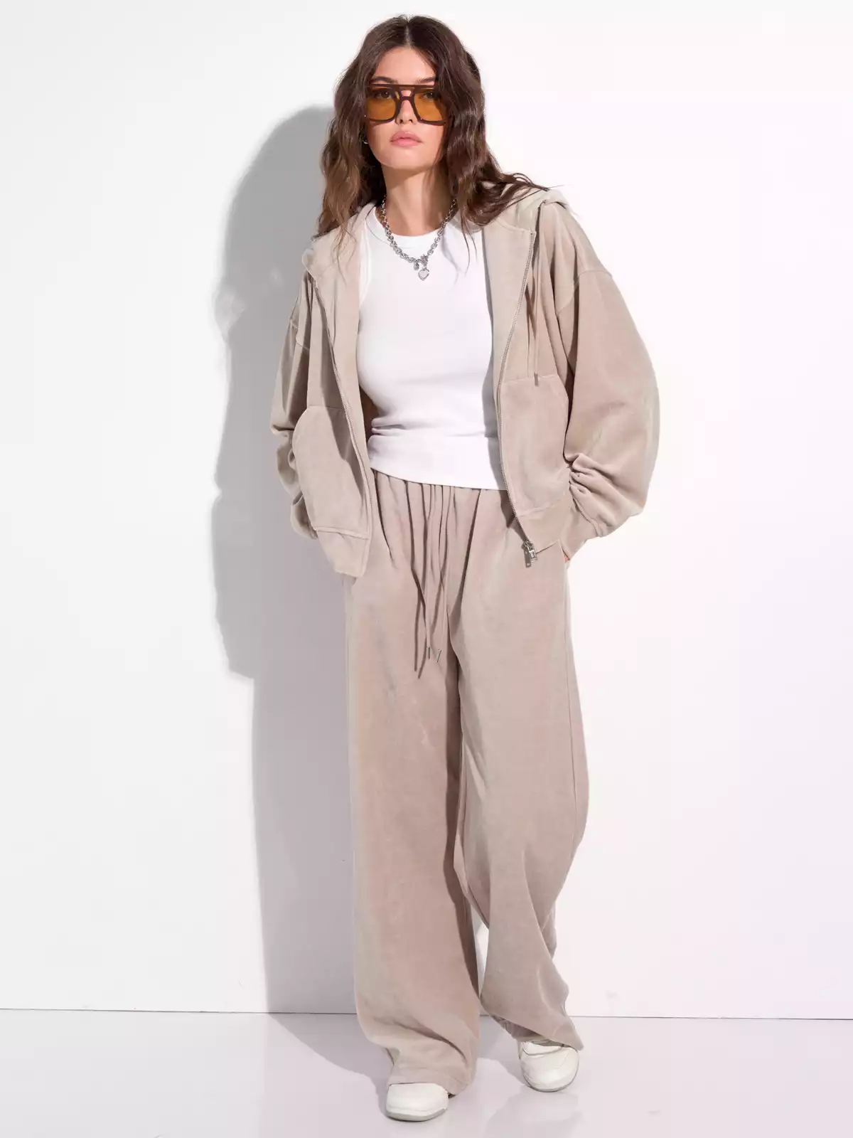 Широкие велюровые брюки KEANU