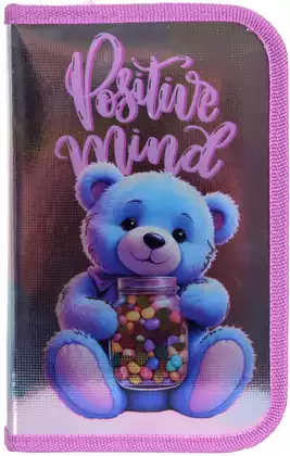 Пенал односекционный большой 190х115х30мм POSITIVE MIND металлизированный картон ПО-62