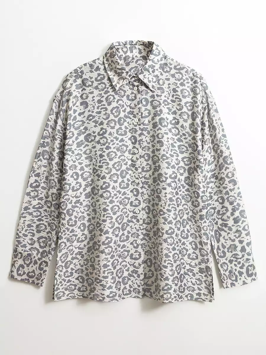 Рубашка оверсайз из вискозы с принтом KEANU