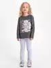 Лонгслив для девочки с фольгированным принтом