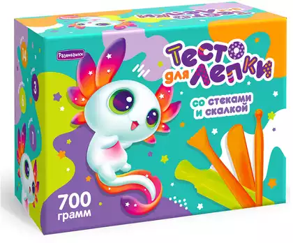 Тесто для лепки 14цв 700гр 6 форм скалка стеки П132