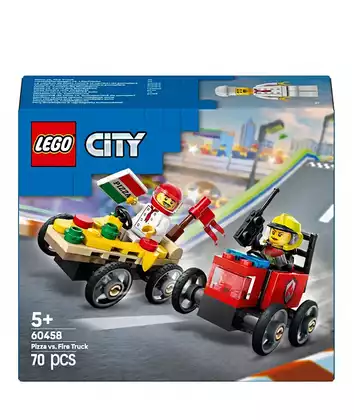 Конструктор Набор гоночных миникаров: Пицца против пожарной машины LEGO CITY, 70 дет.