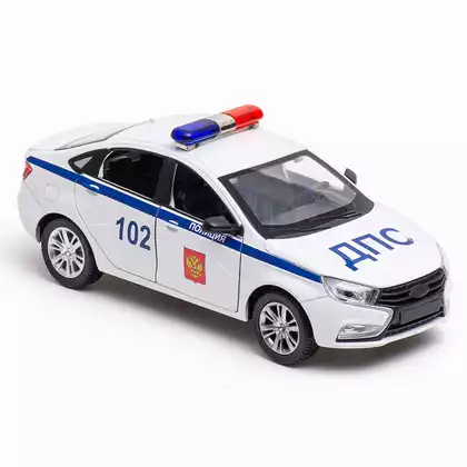 Модель машины 1:24 (18см) LADA Vesta Полиция свет, звук, инерция FY2438P-6D