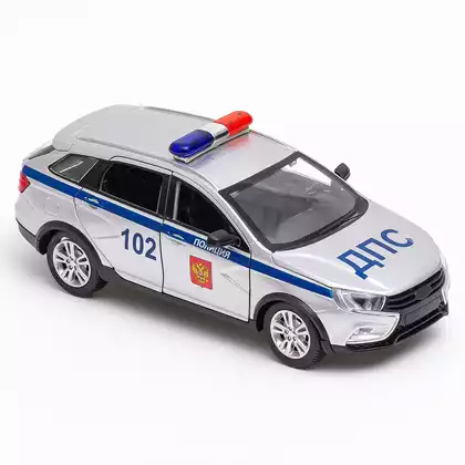 Модель машины 1:24 (18см) LADA Vesta Cross SW Полиция свет, звук, инерция FY2448P-6D