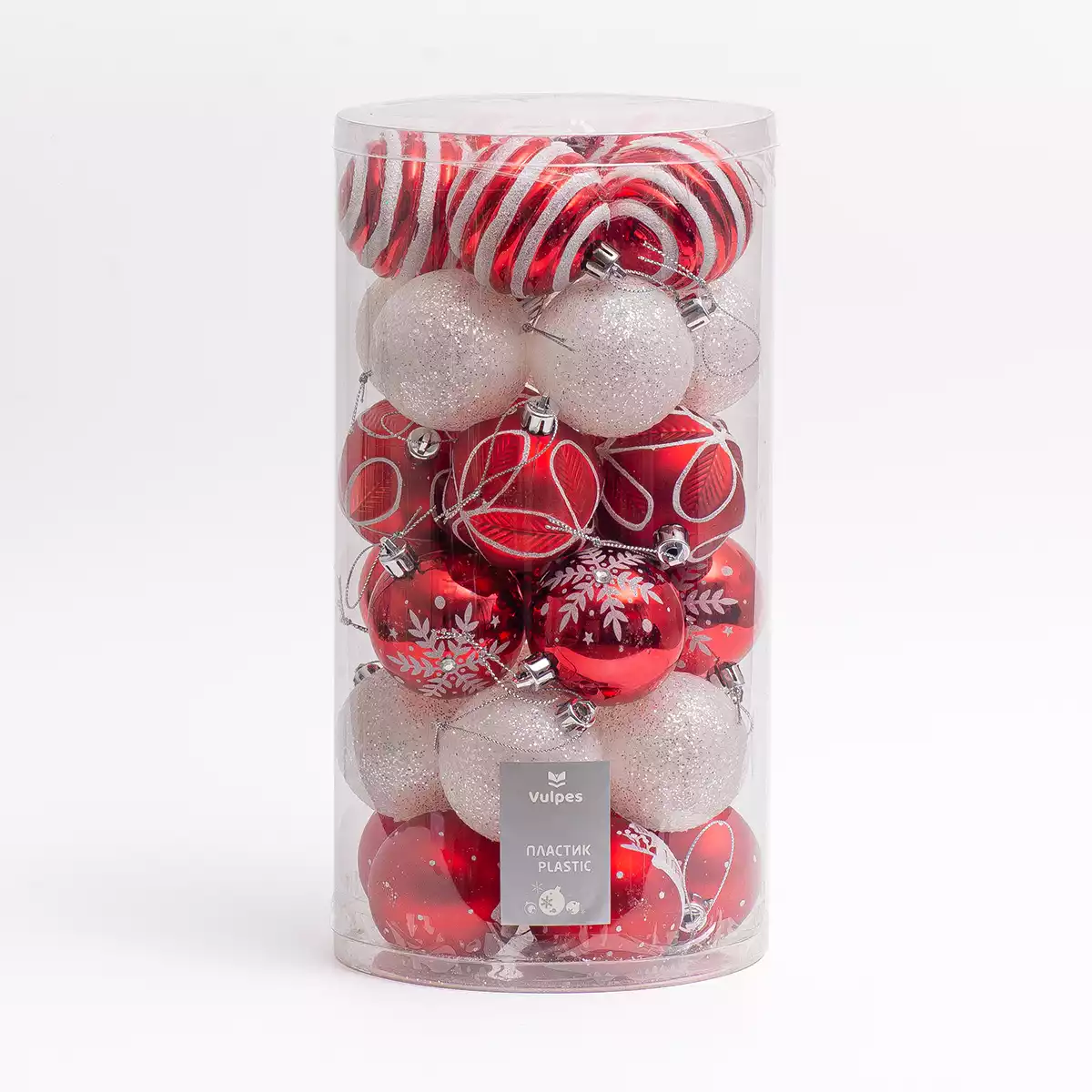 Набор шаров 30 шт 6 см красный с белым B21KR3131-JG+YG