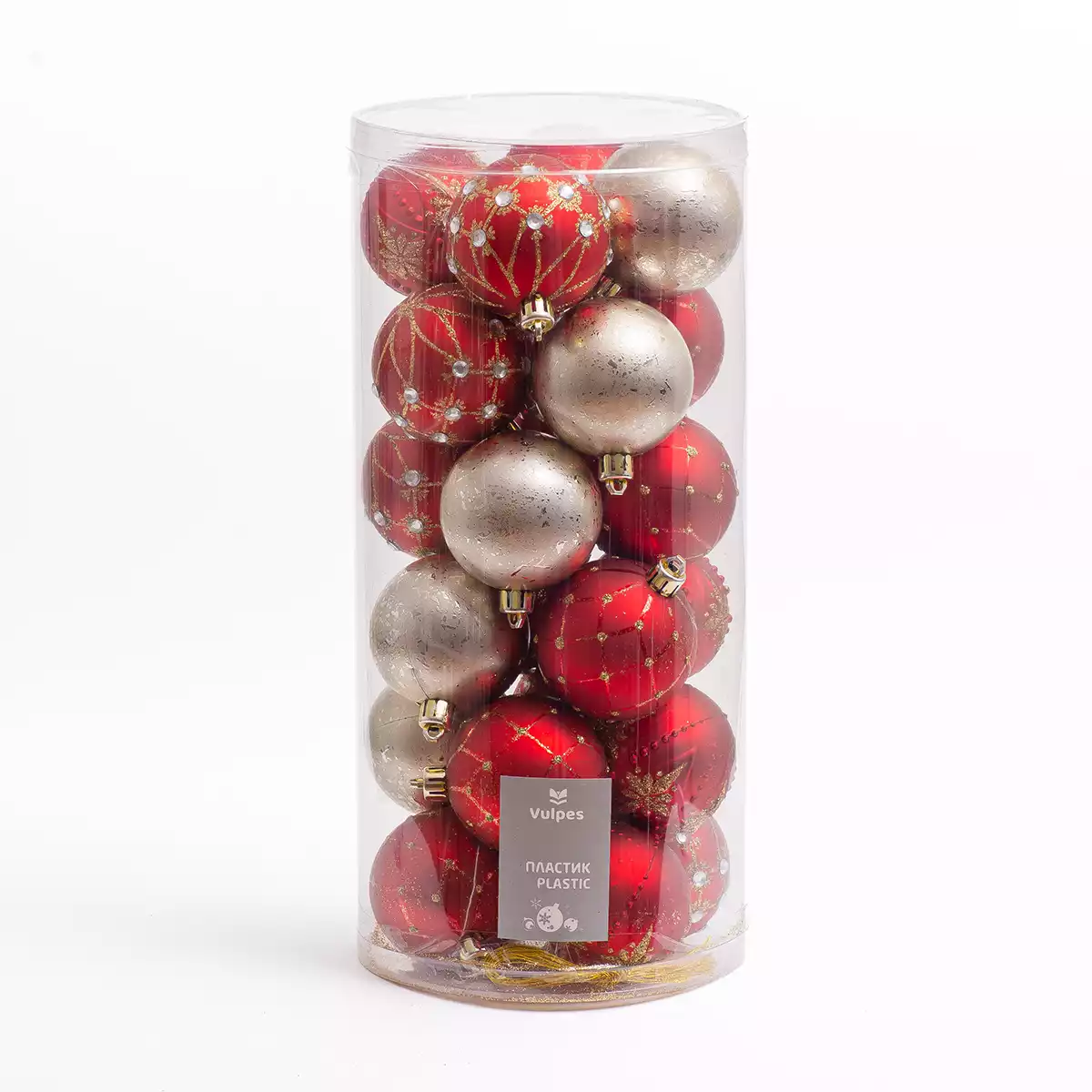 Набор шаров 24 шт 6 см красный с золотом B05K15-DJG-1