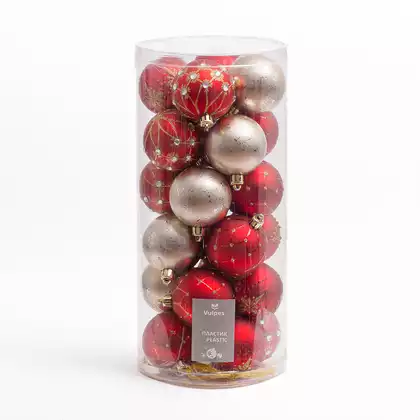 Набор шаров 24 шт 6 см красный с золотом B05K15-DJG-1