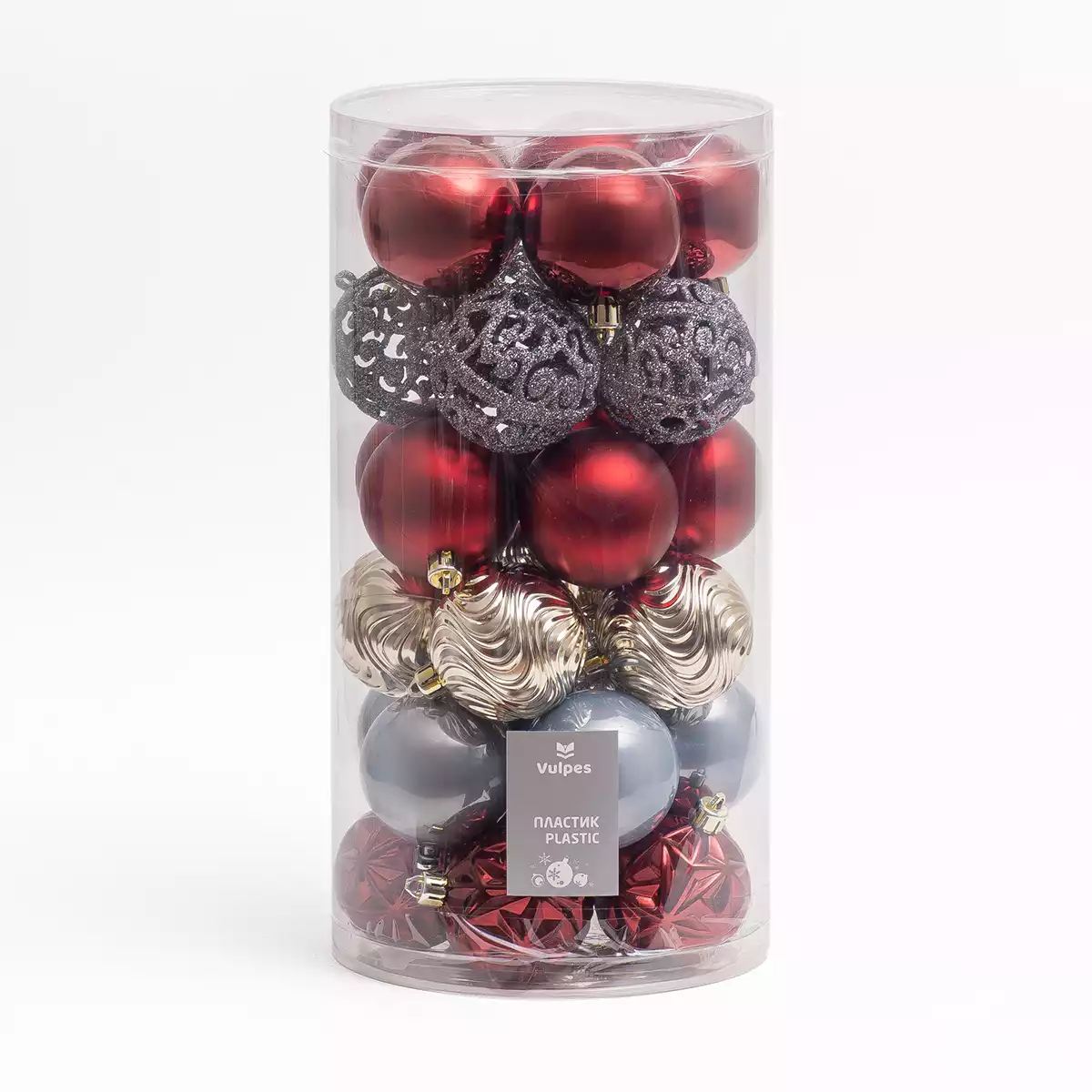 Набор шаров 30 шт 6 см вишневый с серебром A195C-JG+YG