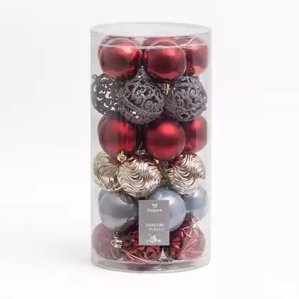 Набор шаров 30 шт 6 см вишневый с серебром A195C-JG+YG