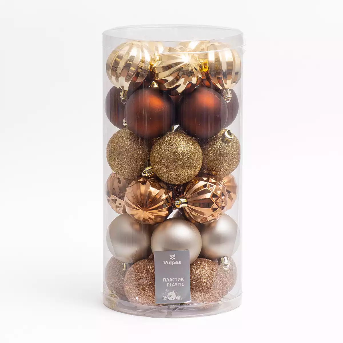 Набор шаров 30 шт 6 см золото с кофе S876C-JG+YG