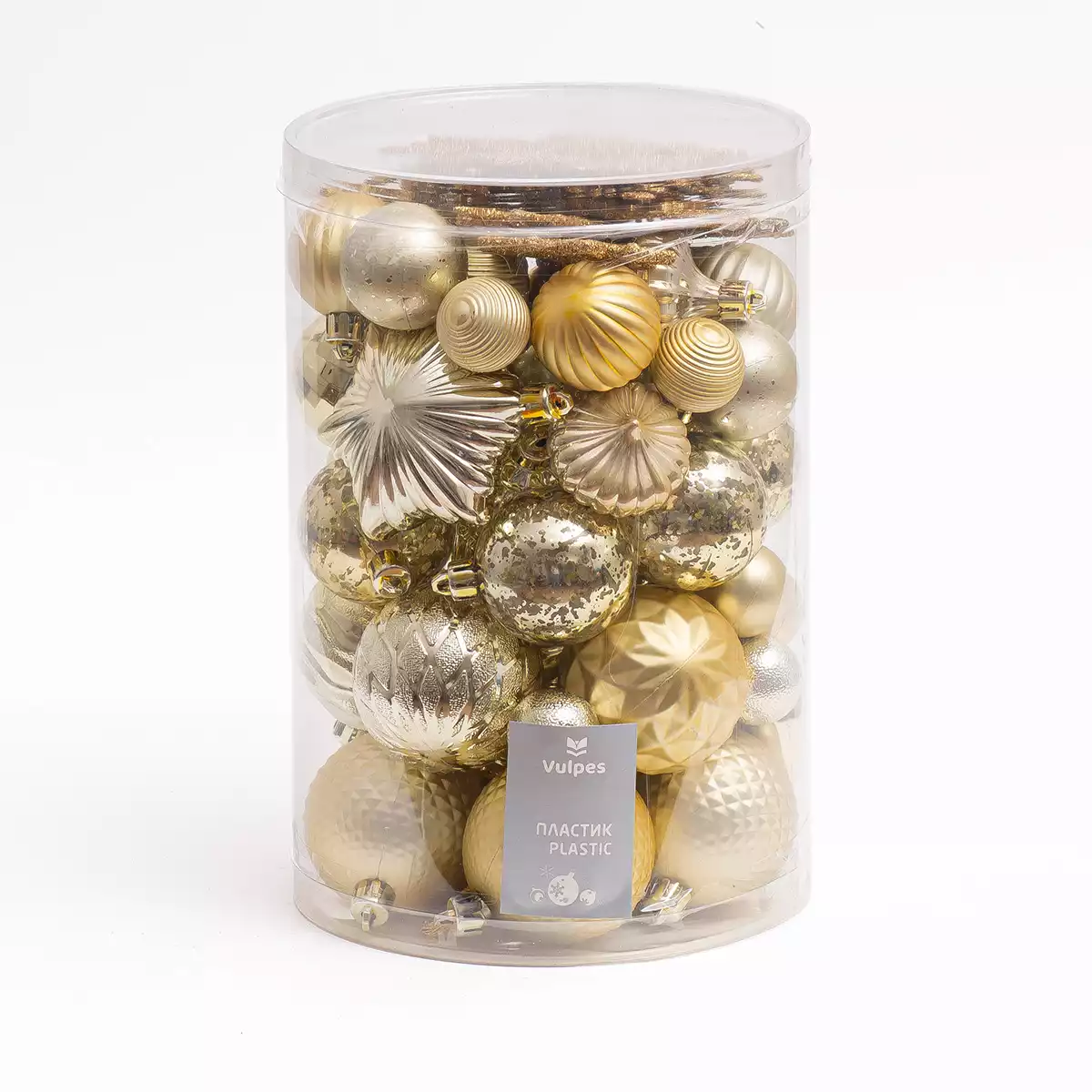 Набор шаров 30 шт 6 см золото с игрушками M306B01-JG