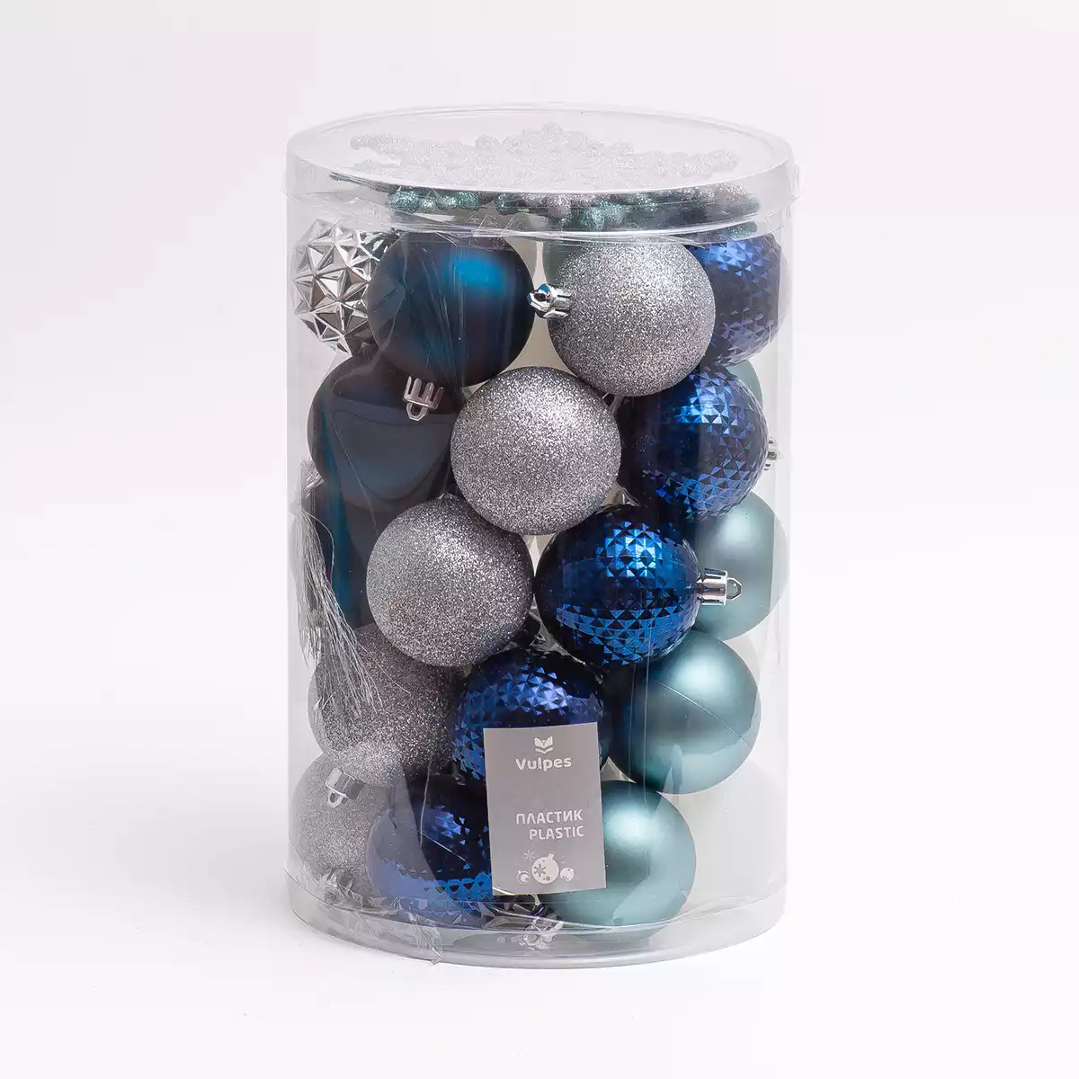 Набор шаров 30 шт 6 см белый с серебром 55S-04.20-YG